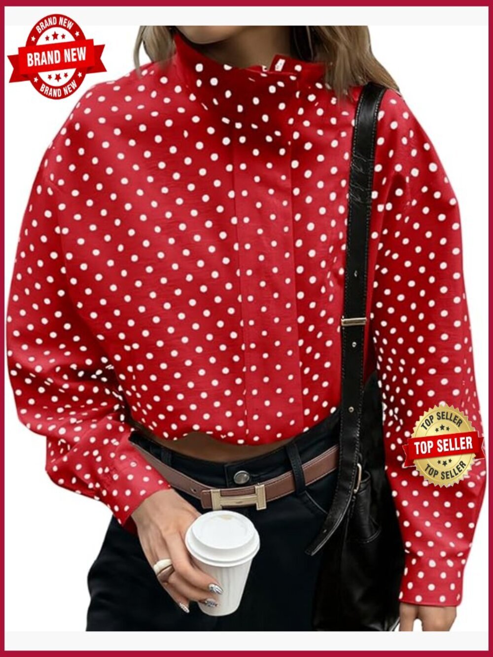 Cropped Zip Up Polka Dot Oversized Jacket Lightweight Casual Coat